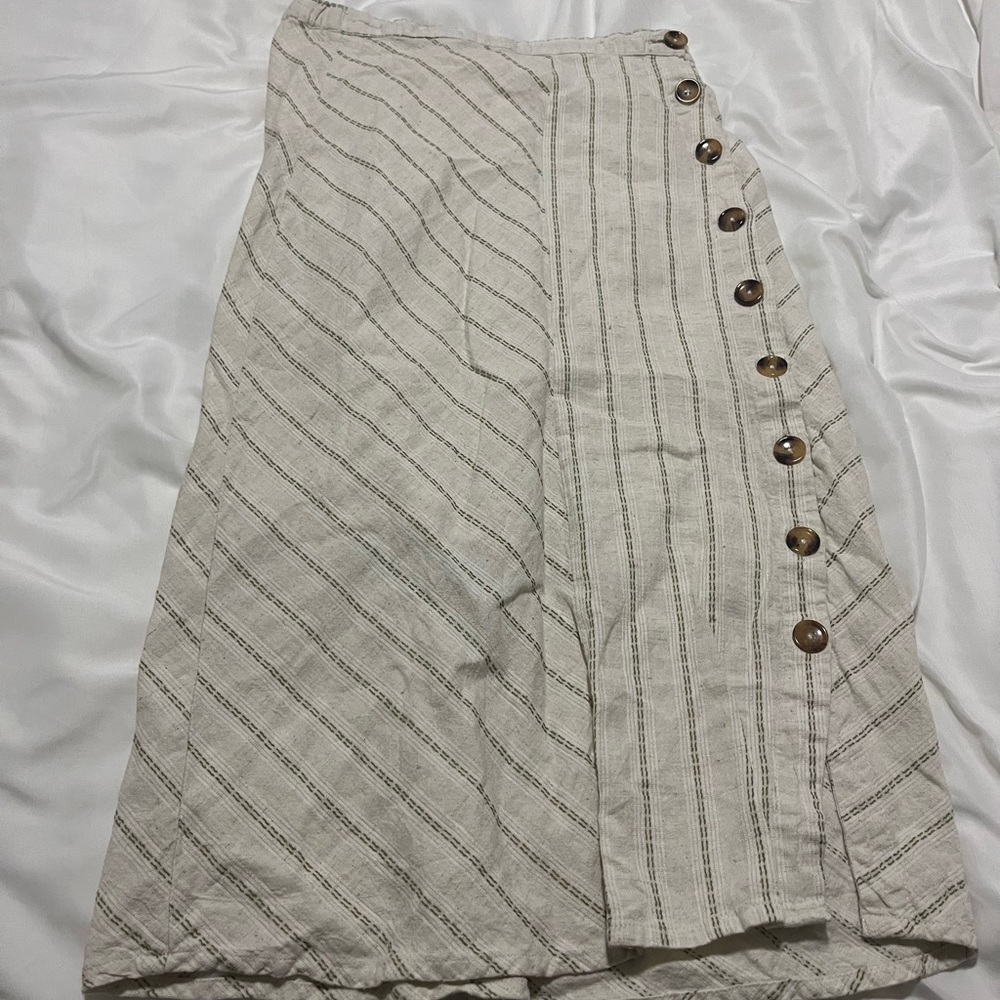 Ankle length striped button up skirt
